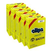 Kit 5 Caixas c/25 clips galvanizados 8/0 clipes papel bacchi Kit 5 Caixas c/25 clips galvanizados 8/0 clipes papel bacchi