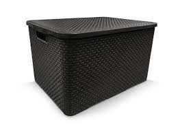 Kit 5 Caixas/Cesto Organizador Rattan Preto - 7 Litros