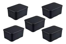 Kit 5 Caixas/cesto Organizador Rattan Preto - 7l - Arqplast