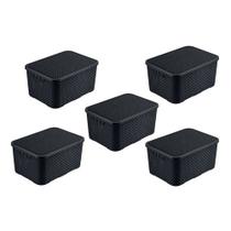 Kit 5 Caixas/cesto Organizador Rattan Preto - 7l Kit 5 Caixas/cesto Organizador Rattan Preto - 7l