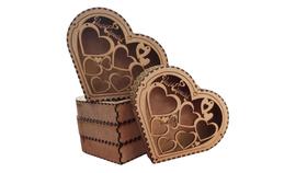 Kit 5 Caixas Coração em MDF com Tampa Vazada Removível Você é Especial 20x17cm Kit 5 Caixas Coração em MDF com Tampa Vazada Removível Você é Especial 20x17cm