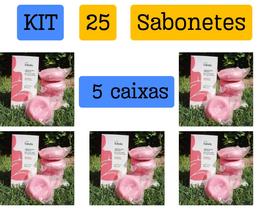 Kit 5 caixas de sabonete em barra Framboesa e Pimenta rosa Total 25 Unidades Refrescante