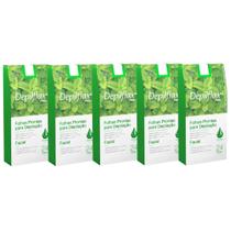 Kit 5 Caixas Folhas Prontas Cera Depilatória Depilação Facial Depilflax Hortela Profissional
