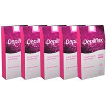 Kit 5 Caixas Folhas Prontas Depilatórias Design De Sobrancelhas Profissional Depilflax C/ 20un