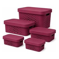 Kit 5 Caixas Organizadora com Tampa Plastico Premium 2,6 6 11 17 Litros Kit 5 Caixas Organizadora com Tampa Plastico Premium 2,6 6 11 17 Litros