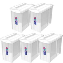 Kit 5 Caixas Organizadoras 16,5L Estreita Alta Plástica Ordene Radical Multiuso Transparente Kit 5 Caixas Organizadoras 16,5L Estreita Alta Plástica Ordene Radical Multiuso Transparente