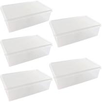 Kit 5 Caixas Organizadoras 3,5L Tampa Hermética Empilhável Plasvale Closet Kit 5 Caixas Organizadoras 3,5L Tampa Hermética Empilhável Plasvale Closet