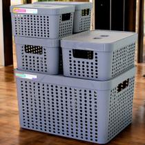 Kit 5 Caixas Organizadoras com Tampa - Práticas, Resistentes, Multiuso 2 Litros 4,5 Litros 17 Litros
