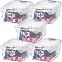 Kit 5 Caixas Organizadoras Transparente Tampa Com Travas 6L