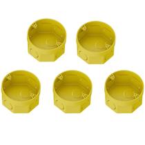 Kit 5 Caixinha De Luz Embutir Octogonal Anel Deslizante Amarela Instalações Elétricas 3”x3Tigre