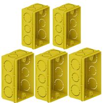 Kit 5 Caixinha Luz Elétrica De Embutir Retangular PVC Amarela Para Instalações Elétricas 2”x4 Tigre