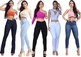 Kit 5 Calça Feminina Jeans Com Licra Cintura Alta 17 - Kaena