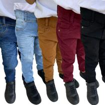 Kit 5 Calça Jeans Infantil Masculina Skinny Estilosa