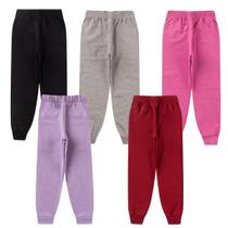 Kit 5 Calça Moletom Infantil Apeluciada Menina, com Punho 1 a 12 anos Kit 5 Calça Moletom Infantil Apeluciada Menina, com Punho 1 a 12 anos