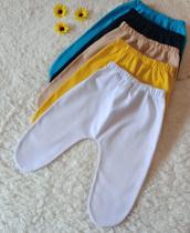 Kit 5 calça Pé Fechado Bebê Menino 100% Algodão Cor Lisa