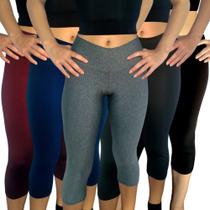 Kit 5 Calças Femininas Corsário Cós Lisa Cores Sortidas Suplex Pp ao Plus Size