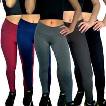 Kit 5 Calças Femininas Legging Cós Lisas Cores Sortidas Suplex Pp ao Plus Size