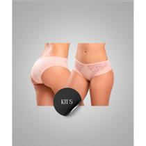 Kit 5 Calças IMI Lingerie calcinha Algodão canelado Conforto Cristal