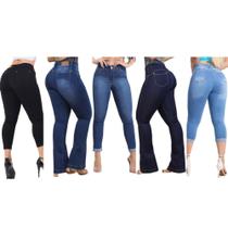Kit 5 Calças Jeans Feminina Cintura Alta Levanta Bumbum Ótima Qualidade Pronta Entrega