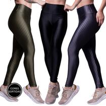 Kit 5 Calças Legging WLS Modas New Zig Feminina Poliamida Academia