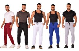 Kit 5 Calças Masculina Jogger Atacado Moletom Lisa Slim Frio Kit 5 Calças Masculina Jogger Atacado Moletom Lisa Slim Frio