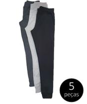 Kit 5 Calças Moletom Masculina Academia Fitness Slim