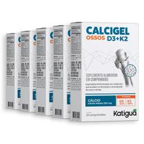 Kit 5 Calcigel Osso D3+K2 Katiguá 500mg 30 Comprimidos Kit 5 Calcigel Osso D3+K2 Katiguá 500mg 30 Comprimidos