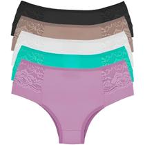 kit 5 calcinha calçola senhora cós alto PLUS SIZE lateral larga com detalhe em renda Revenda