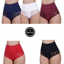 Kit 5 Calcinha Cinta Modeladora Cós Alto com Compressão Segura Barriga - c13 KIT 5 CINTAS FERNANDA