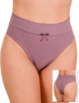 Kit 5 Calcinha Cintura Alta Algodão Cotton com Cós Duplo Lingerie Reforçado Confortável de Fábrica