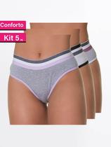 Kit 5 Calcinha Cintura Alta Conforto Algodão Moda Íntima Feminina