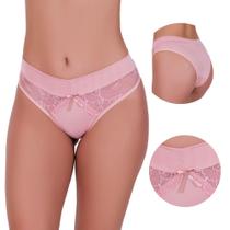 Kit 5 Calcinha com Detalhe de Renda e Laço Monique