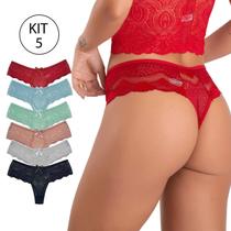 Kit 5 Calcinha de Renda Sortida Comfort forro algodão Feminina lingerie sexy