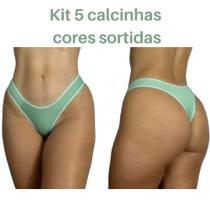 kit 5 calcinha feminina fio recortes lingerie sexy