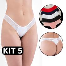 Kit 5 Calcinha Fio Dental Renda Tanguinha Barata Lingerie Moda Intima Kit 5 Calcinha Fio Dental Renda Tanguinha Barata Lingerie Moda Intima