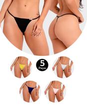 Kit 5 Calcinha IMI Lingerie Tanga Fio Dental Em Microfibra Giuliana Sortidas
