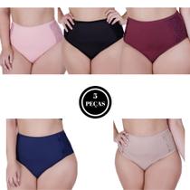 Kit 5 Calcinha Plus Size cintura alta 46 ao 54 - c2 KIT 5 HOT PANT ROSA PRETA VINHO AZUL BEGE