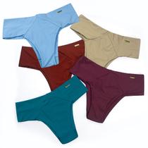 Kit 5 Calcinha Tanga Feminina Adulto Cintura Média Forrada Empório Da Roupa