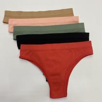 Kit 5 Calcinha Tanga Feminina Microfibra Sem Costura Básica