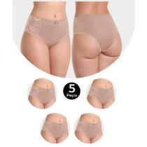 Kit 5 Calcinha tanga IMI Lingerie calça calçola Cós Alto Cintura Alta Em Microfibra detalhe em renda