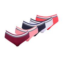 Kit 5 Calcinha Tanga Microfibra Elástico Tricolor Reforçado Forro Algodão