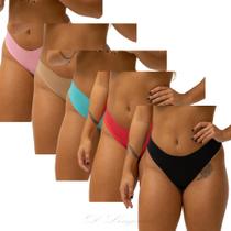 Kit 5 Calcinha Tanga Sem Costura Corte A Laser Moda Intima