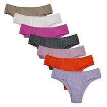 Kit 5 Calcinhas 100% Algodão Lingerie Tanga Cores Lisa