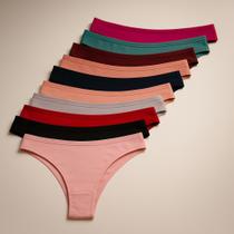 Kit 5 Calcinhas Adulto 100 Algodão Lisas Tanga Cotton