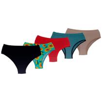 Kit 5 Calcinhas Algodão Francesinha Cintura Alta Segura Barriga