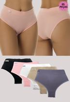 Kit 5 Calcinhas Calçola Cós Alto Cintura Alta Em Microfibra Kit 5 Calcinhas Calçola Cós Alto Cintura Alta Em Microfibra