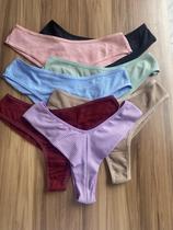 Kit 5 Calcinhas Canelada Costa Dupla Tanga Conforto Forro Algodão