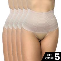 Kit 5 Calcinhas Cinta Elastico 17cm Compressão Confortável Modeladora de Cintura Lingerie Funcional