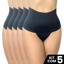 Kit 5 Calcinhas Cinta Elastico 17cm Compressão Confortável Modeladora de Cintura Lingerie Funcional