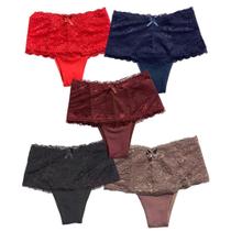 Kit 5 Calcinhas Cintura Alta Fristyle Modeladora Com Renda Em Algodão Adulto Kit 5 Calcinhas Cintura Alta Fristyle Modeladora Com Renda Em Algodão Adulto
